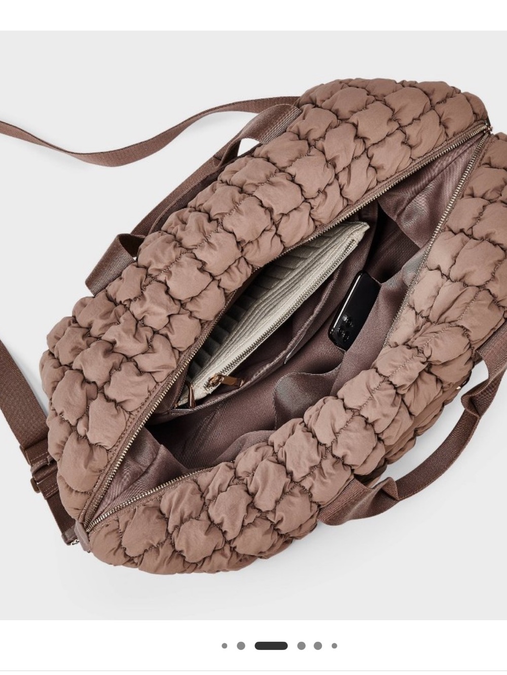 Universal Thread Quilted Knit Tote Bag | Taupe | Oversized Shoulder Bag - Picture 8 of 14